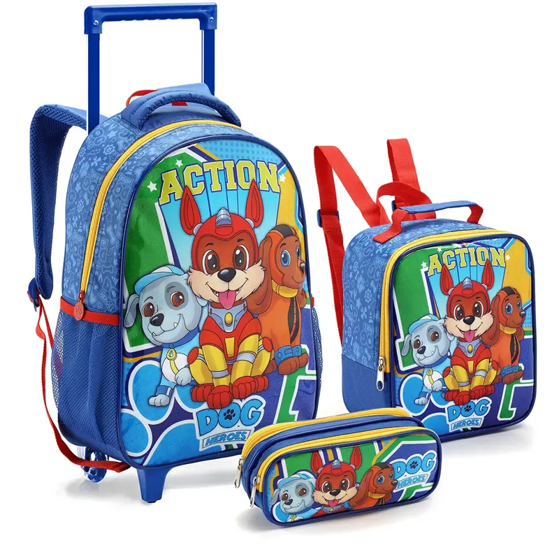 Kit-Mochila-com-Rodas-+-Lancheira-+-Estojo-Dog-Heroes-Seanite-20 Kit Mochila com Rodas + Lancheira + Estojo Dog Heroes - Seanite - Imagem 1