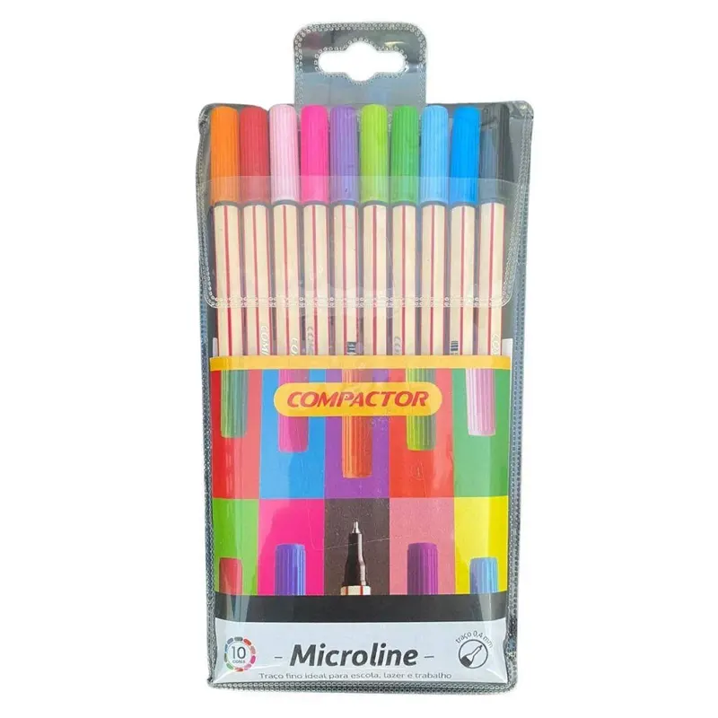 Microline-Estojo-C-10-Canetas-Compactor 10 Canetas Microline Fineliner Estojo - Compactor - Imagem 1