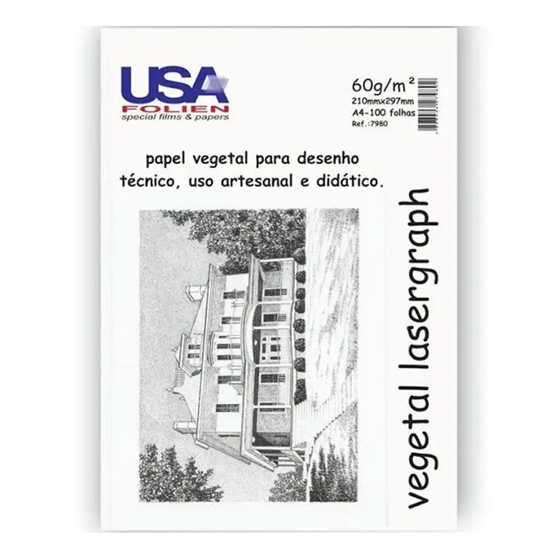 Papel-Vegetal-A4-60g-m2-210x297mm-C-100-Folhas-Usa-Folien Papel Vegetal A4 (210x297mm) 60g/m² - 100 Folhas - Usa Folien - Imagem 1