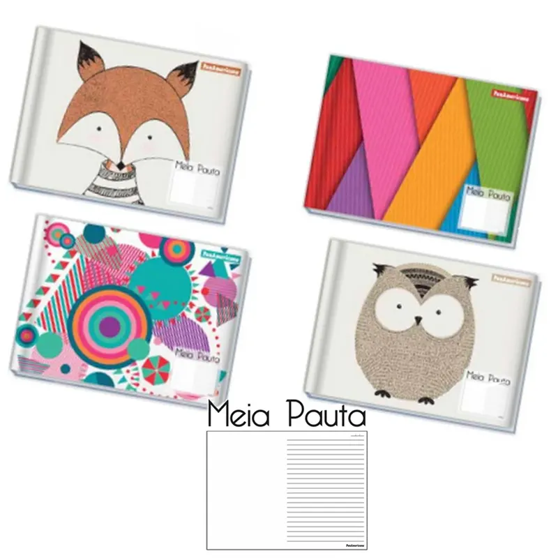Caderno-Capa-Dura-Meia-Pauta-C-60-Folhas-200mmx275mm-PanAmericana Caderno Capa Dura Meia Pauta C/60 Folhas 200mmx275mm Sortidas - PanAmericana - Imagem 1