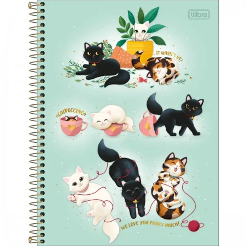 Caderno-Universitário-Espiral-Purrfect-Cats-80-Folhas-Capa-Sortida-Tilibra-3 Caderno Universitário Espiral Purrfect Cats 80 Folhas Capa Sortida - Tilibra - Imagem 1