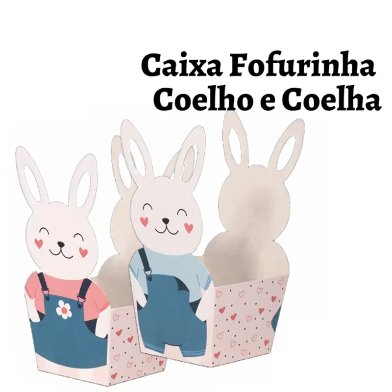 Caixa-Fofurinha-C-10-Unidades-Coelho-e-Coelha-Decora-Doces Caixa Fofurinha C/10 Unidades Coelho e Coelha - Decora Doces - Imagem 1