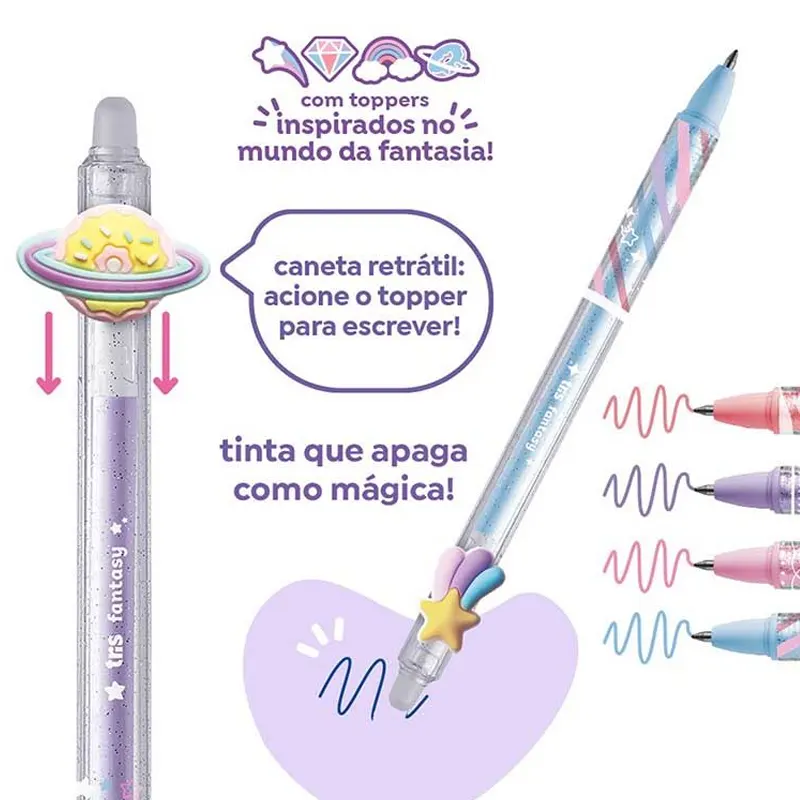 Caneta-Gel-Apagável-Fantasy-Cores-Sortidas-Tris-Holic-1 Caneta Gel Apagável Fantasy Cores Sortidas - Tris Holic - Imagem 1