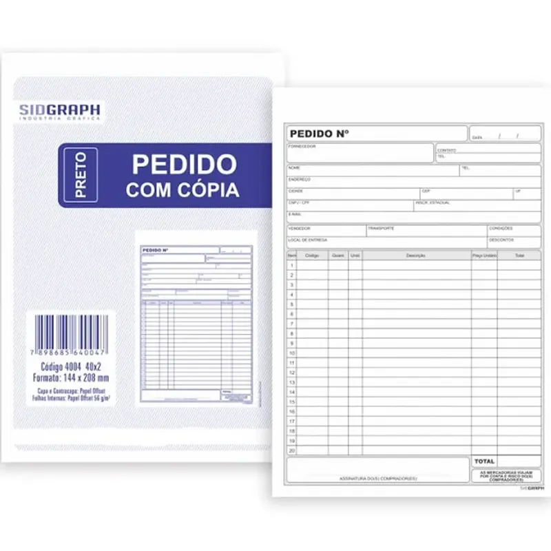 Pedido-Com-Cópias-40x2-144x208mm-Sidgraph Pedido Com Cópias 40x2 Folhas 144x208mm - Sidgraph - Imagem 1