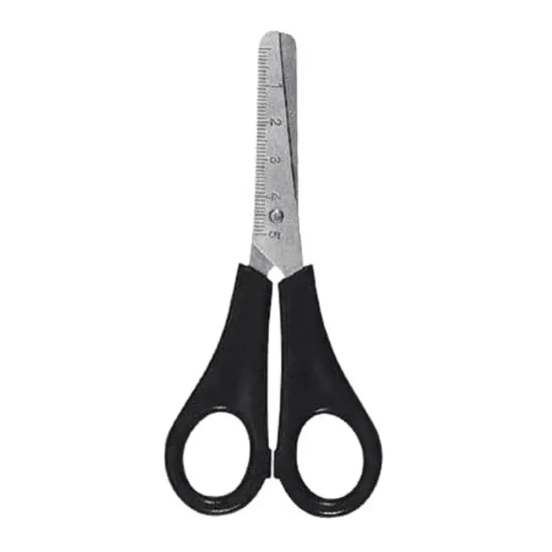 Tesoura-Escolar-de-Aço-Inox-C-Régua-13cm-Preta-BRW-1 Tesoura Escolar De Aço Inox C/Régua 13cm Preta - Brw - Imagem 1