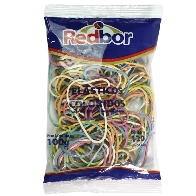 Elástico Colorido Red Bor 100 g C/120 unid. Elástico Colorido 100g C/120 Unidades - Redbor - Imagem 1