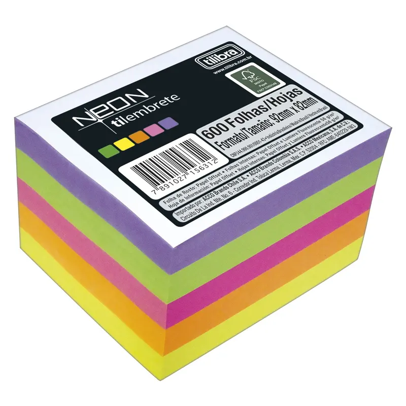Cubo-Tilembrete-Neon-C-600-Folhas-Tilibra Cubo Tilembrete Neon C/600 Folhas - Tilibra - Imagem 1