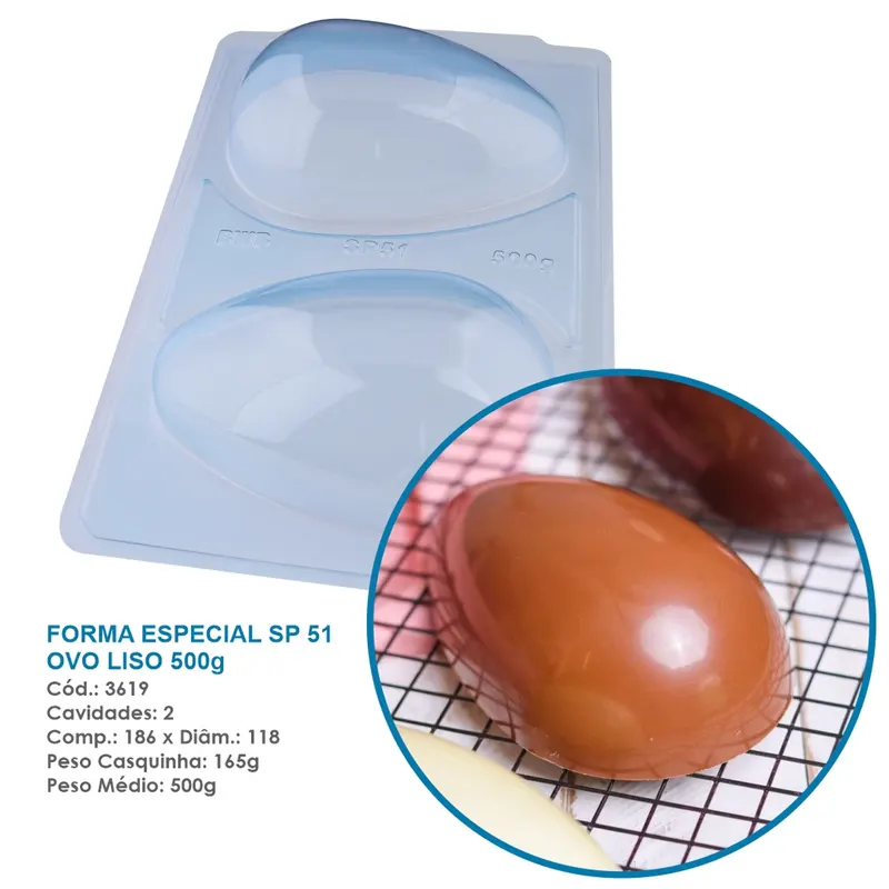Forma-De-Silicone-Especial-Ovo-Liso-500g-Semiprofissional-BWB-SP51 Forma De Silicone Especial Ovo Liso 500g Semiprofissional BWB SP51 - Imagem 1