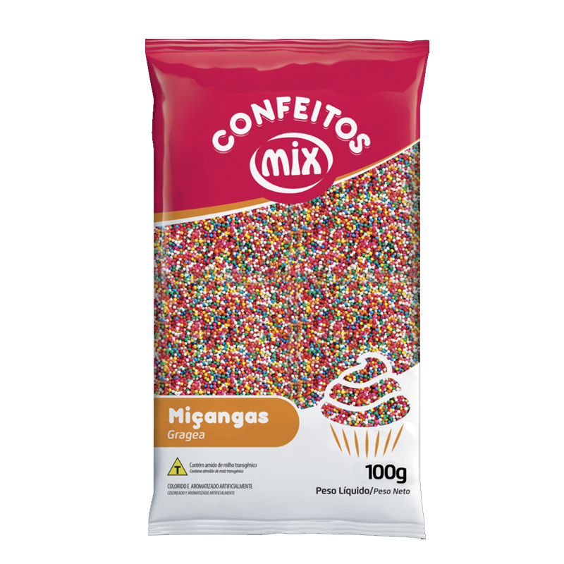 Confeito Miçangas 8 Cores 100 g Mix Confeito Miçangas 8 Cores 100g - Mix - Imagem 1