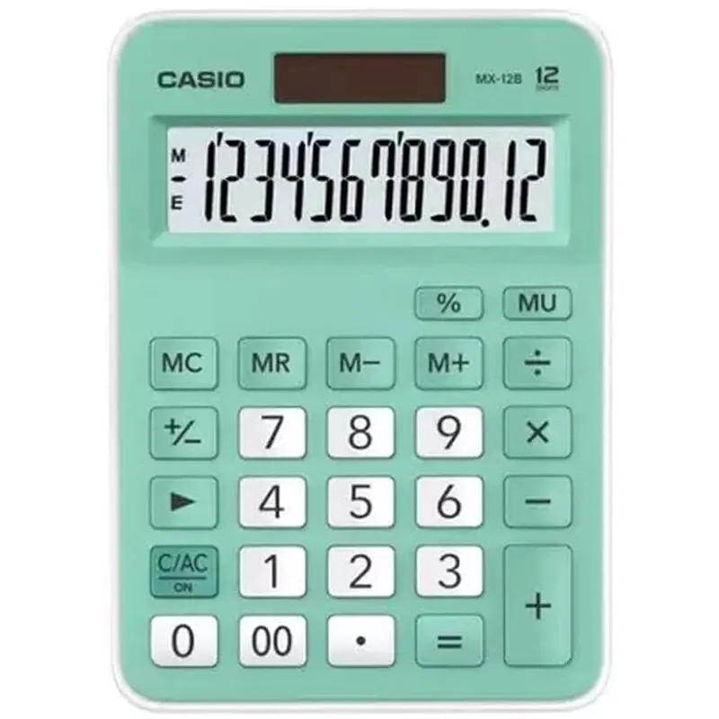 Calculadora-De-Mesa-12-Dígitos-Solar-Bateria-Verde-MX12B-GN-Casio Calculadora De Mesa 12 Dígitos Casio MX12B-GN Solar/Bateria Verde - Imagem 1