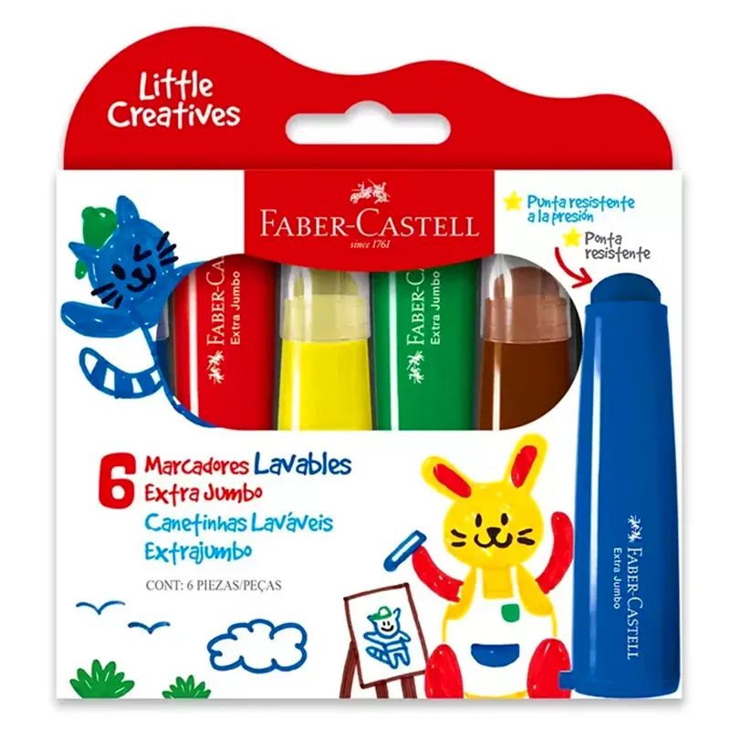 Canetinhas-Extrajumbo-6-Cores-Little-Creatives-Faber-Castell-2 Canetinhas Extrajumbo 6 Cores L.Creatives - Faber-Castell - Imagem 1