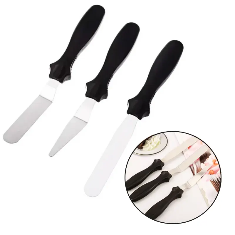 Jogo-de-Espátulas-Para-Confeitar-Prime-Chef-com-3-Peças-Preta-Prime-Chef Jogo 3 Espátulas Para Confeitar Aço Inox Preta - Prime Chef - Imagem 1