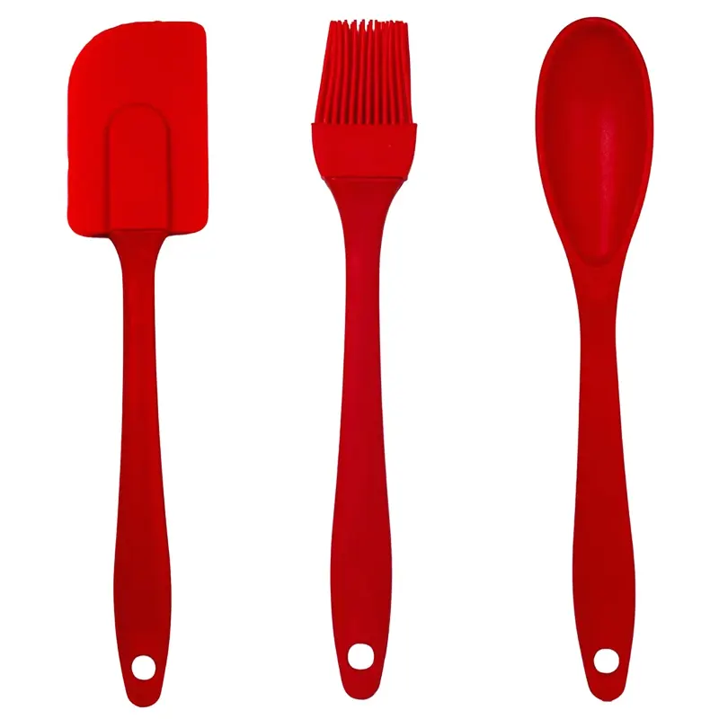 Kit-Utensilios-em-Silicone-C-3-Peças-20cm-Vermelha-Prime-Chef Kit 3 Utensílios Em Silicone 20cm Vermelho - Prime Chef - Imagem 1