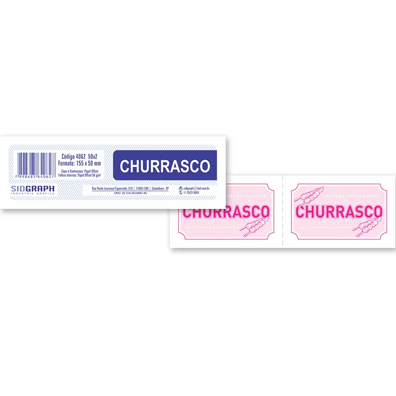 Bloco-Ficha-Churrasco-50x2-Folhas-Sidgraph Bloco Ficha Churrasco 50x2 Folhas - Sidgraph - Imagem 1