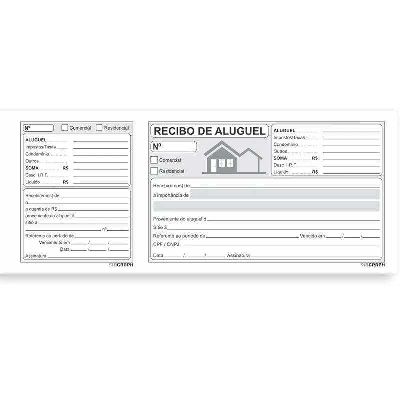 Recibo-De-Aluguel-Com-Canhoto-208x86mm-50-Folhas-Sidgraph Recibo De Aluguel Com Canhoto (208x86mm) 50 Folhas - Sidgraph - Imagem 1