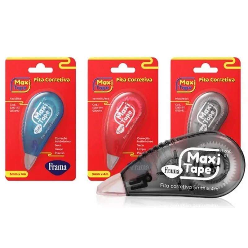 mini-corretivo-fita-5mm-x-4m-maxi-tape-frama Mini Corretivo Fita 5mm x 4m Maxi Tape - Frama - Imagem 1