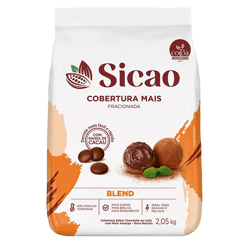 Cobertura Mais Chocolate Blend 2,05 kg Sicao Cobertura Mais Chocolate Blend 2,05kg Em Gotas - Sicao - Imagem 1