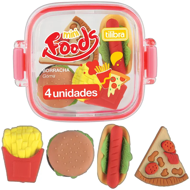 Borracha-Mini-Lancheira-Foods-Potinho-C-4-Unidades-Tilibra-1 Borracha Mini Lancheira Foods Potinho C/4 Unidades - Tilibra - Imagem 1