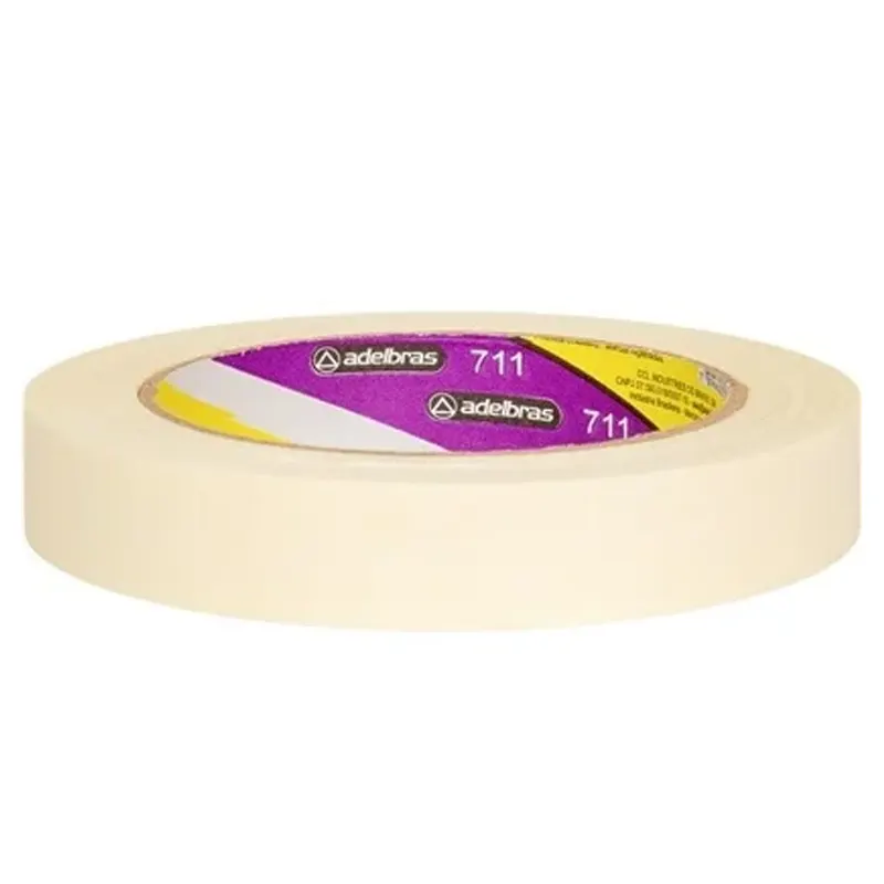 Fita-Crepe-711-Branca-18mmx40m-Rolo-Adelbras Fita Crepe Adesiva Branca 18mm x 40m Rolo Adelbras 711 - Imagem 1
