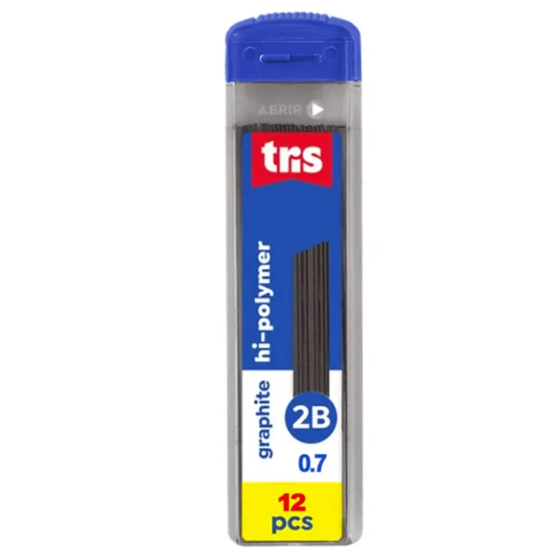 Grafite-0-7mm-2B-hi-polymer-Tubinho-Com-12-Minas-Tris Grafite 0.7mm 2B hi-polymer Tubinho C/12 Minas - Tris - Imagem 1