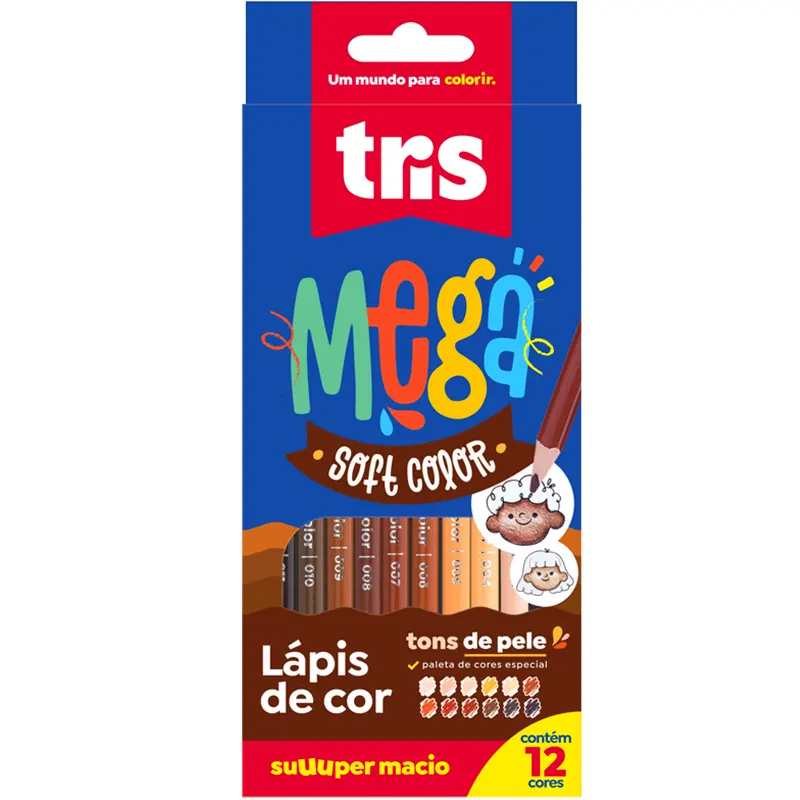Lápis-De-Cor-Tons-De-Pele-12-Cores-Mega-Soft-Color-Tris Lápis De Cor Tons De Pele 12 Cores Mega Soft Color - Tris - Imagem 1