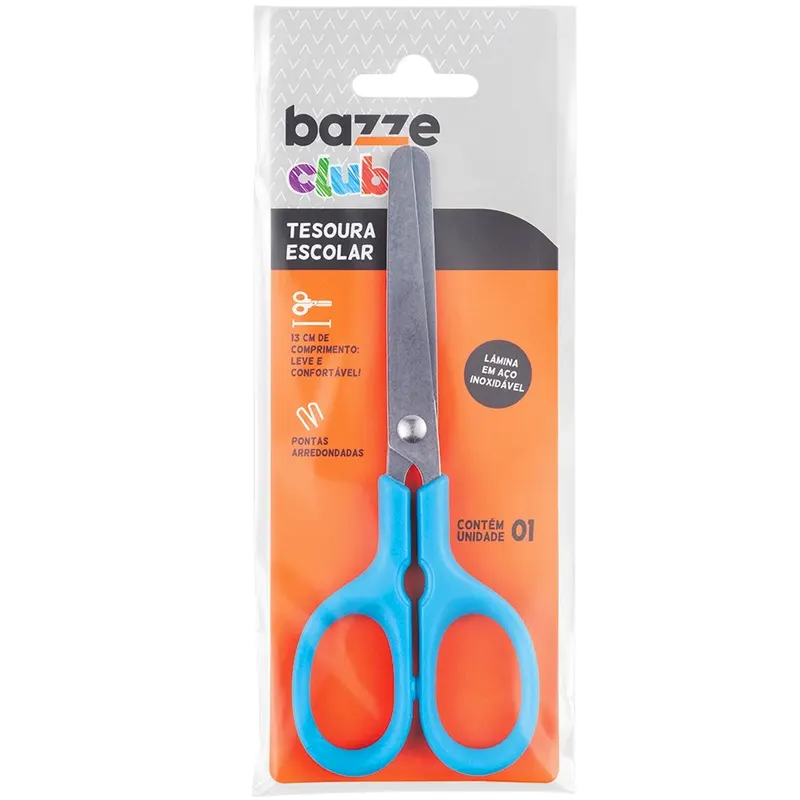 Tesoura-Escolar-Club-13cm-Polybag-Cores-Sortidas-Bazze-1 Tesoura Escolar Club 13cm Polybag Cores Sortidas - Bazze - Imagem 1