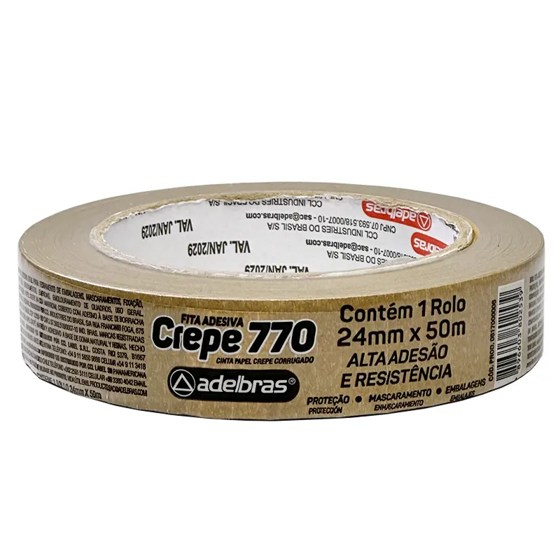 fita-crepe-kraft-770-sleeve-24mm-x-50m-rolo-adelbras-22202 Fita Crepe Adesiva Kraft 24mm x 50m Rolo Adelbras Sleeve 770 - Imagem 1
