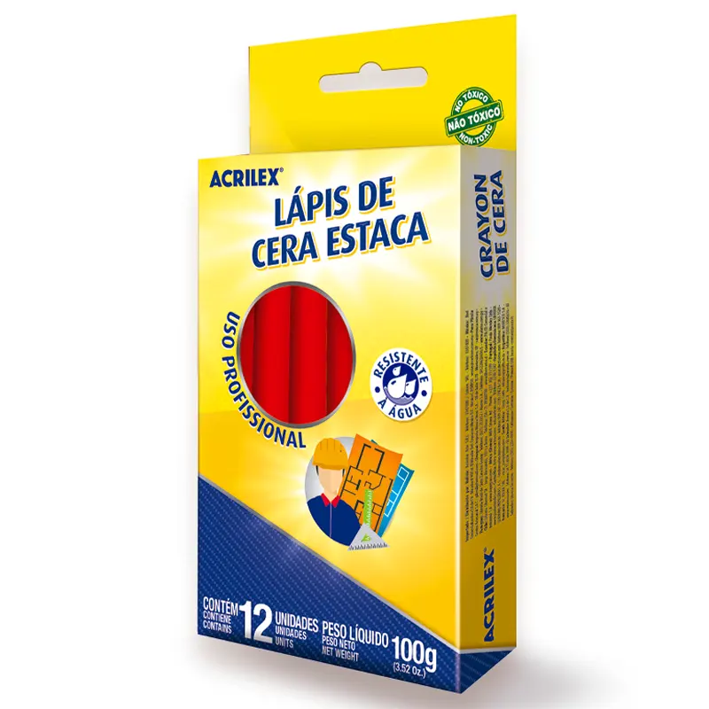 lapis-de-cera-estaca-uso-profissional-c-12-unidades-acrilex-19059 Lápis De Cera Estaca Uso Profissional C/12 Unidades - Acrilex - Imagem 1