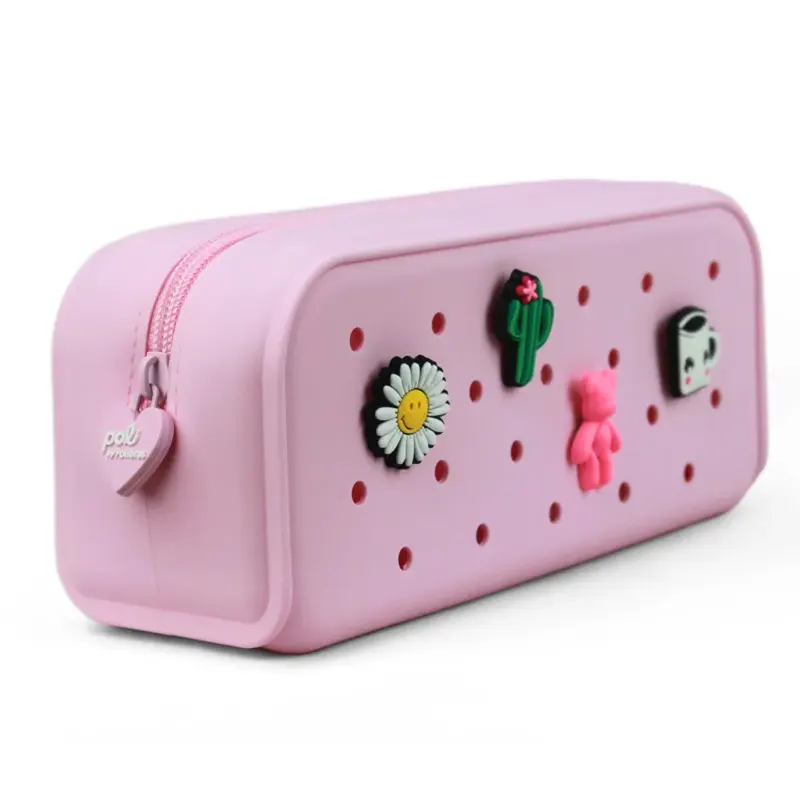 estojo-escolar-silicone-charm-4-pingentes-rosa-polibras Estojo Escolar Silicone Charm 4 Pingentes Rosa - Polibras - Imagem 1