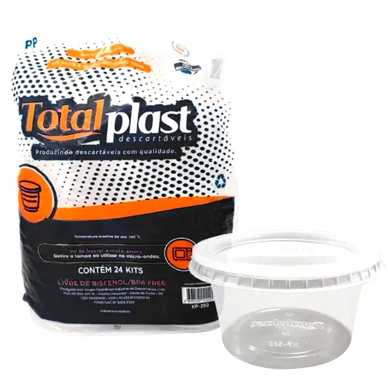 kit-24-potes-e-tampas-250ml-redondo-pp-totalplast Kit 24 Potes e Tampas 250ml Redondo PP - Totalplast - Imagem 1