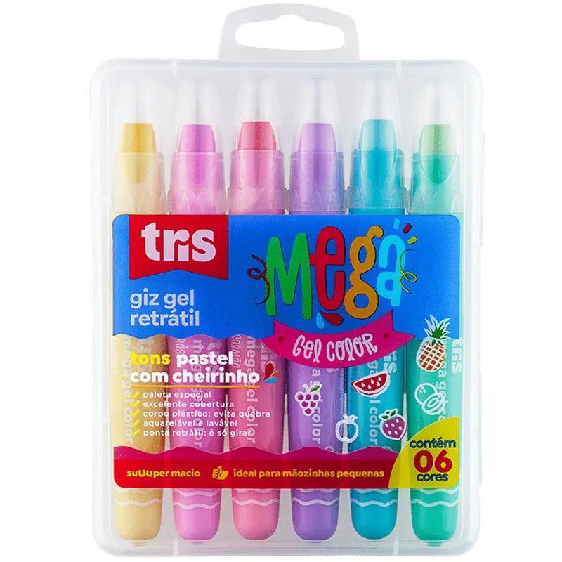 giz-gel-retratil-6-cores-tons-pastel-mega-gel-color-tris2 Giz Gel Retrátil 6 Cores Tons Pastel Mega Gel Color - Tris - Imagem 1
