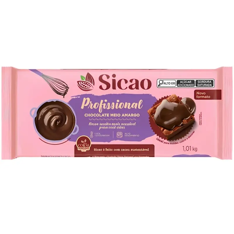 chocolate-puro-barra-meio-amargo-profissional-101kg-sicao Chocolate Puro Barra Meio Amargo Profissional 1,01kg - Sicao - Imagem 1
